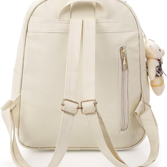 3Pcs Leather Backpack Purse Set for Women Mini Bowknot Casual Travel - Picture 6 of 7